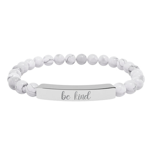 Be Kind Natural Stone Engraved Bar Bracelet
