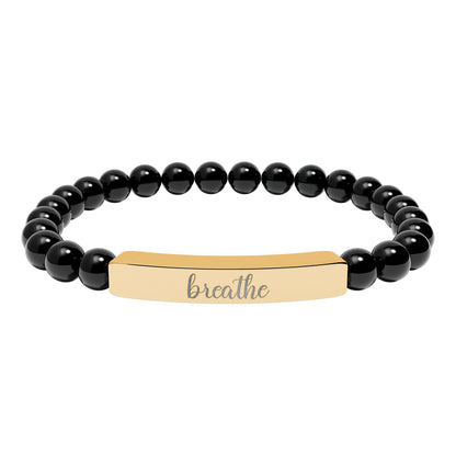 Breathe Natural Stone Engraved Bar Bracelet