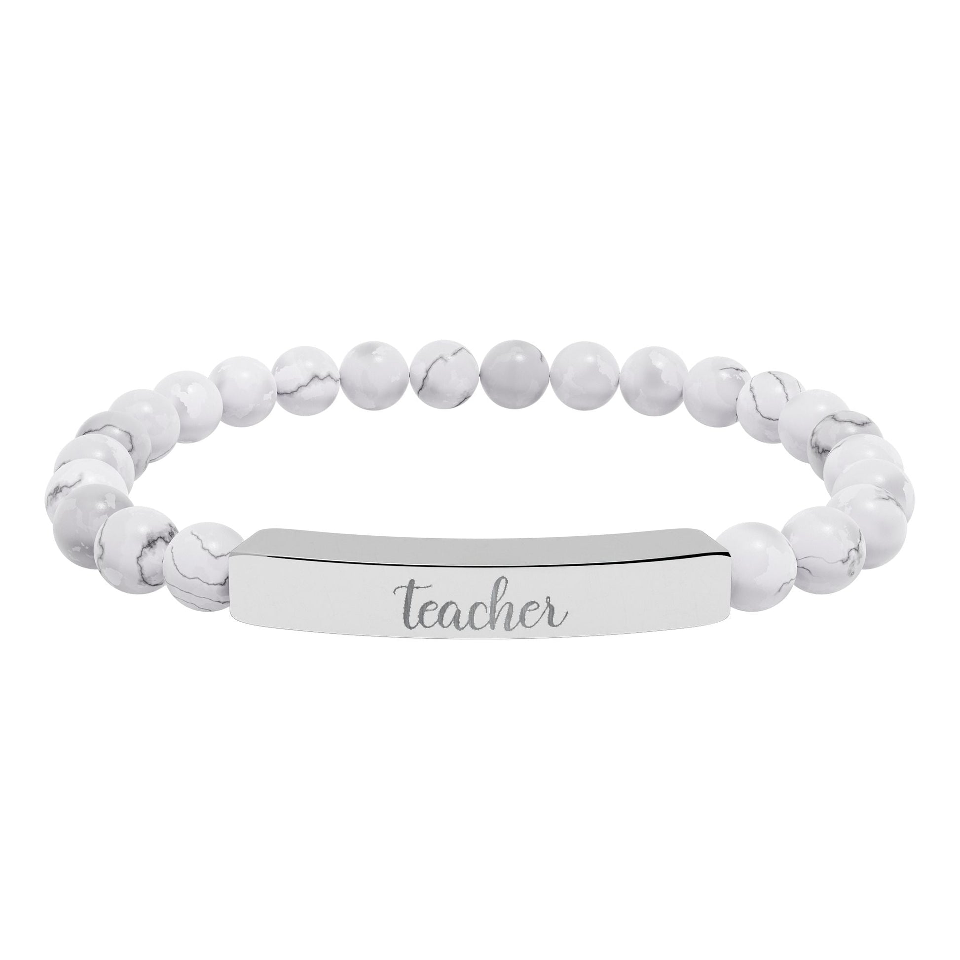 Teacher Natural Stone Engraved Bar Bracelet Printify