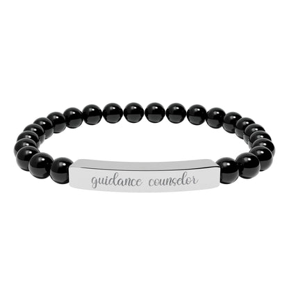 Guidance Counselor Natural Stone Engraved Bar Bracelet