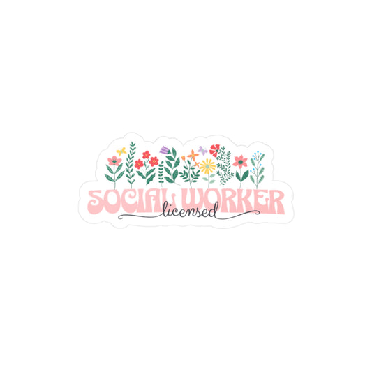Floral Licensed Social Worker Vinyl Decal