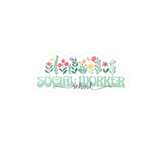 Floral School Social Worker Vinyl Decal