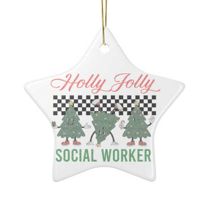 Holly Jolly Social Worker Ornament Printify