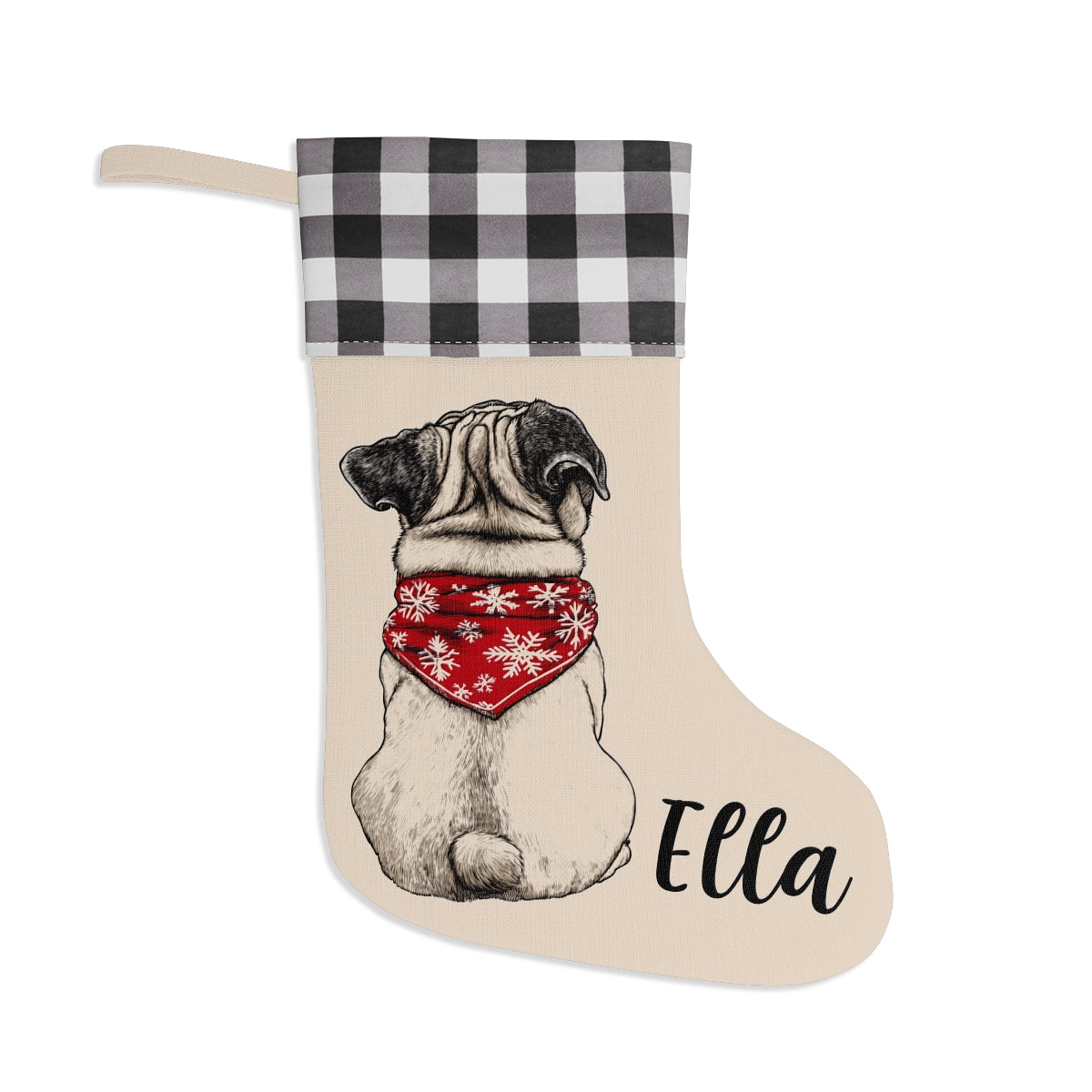 Pug Christmas Stocking - Personalization Available!