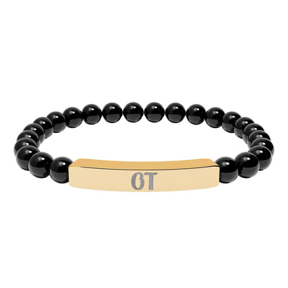 OT Natural Stone Engraved Bar Bracelet
