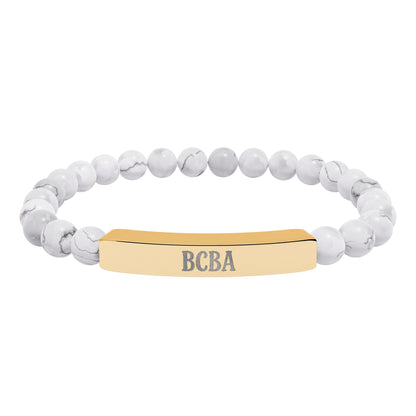 BCBA Natural Stone Engraved Bar Bracelet