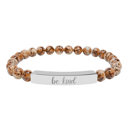 Be Kind Natural Stone Engraved Bar Bracelet