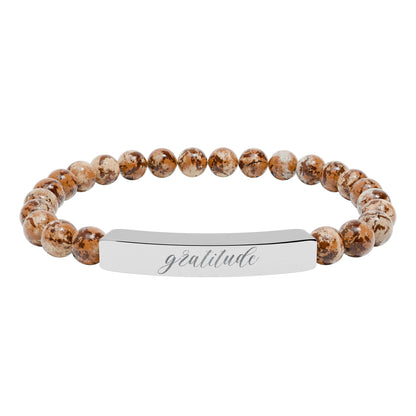 Gratitude Natural Stone Engraved Bar Bracelet