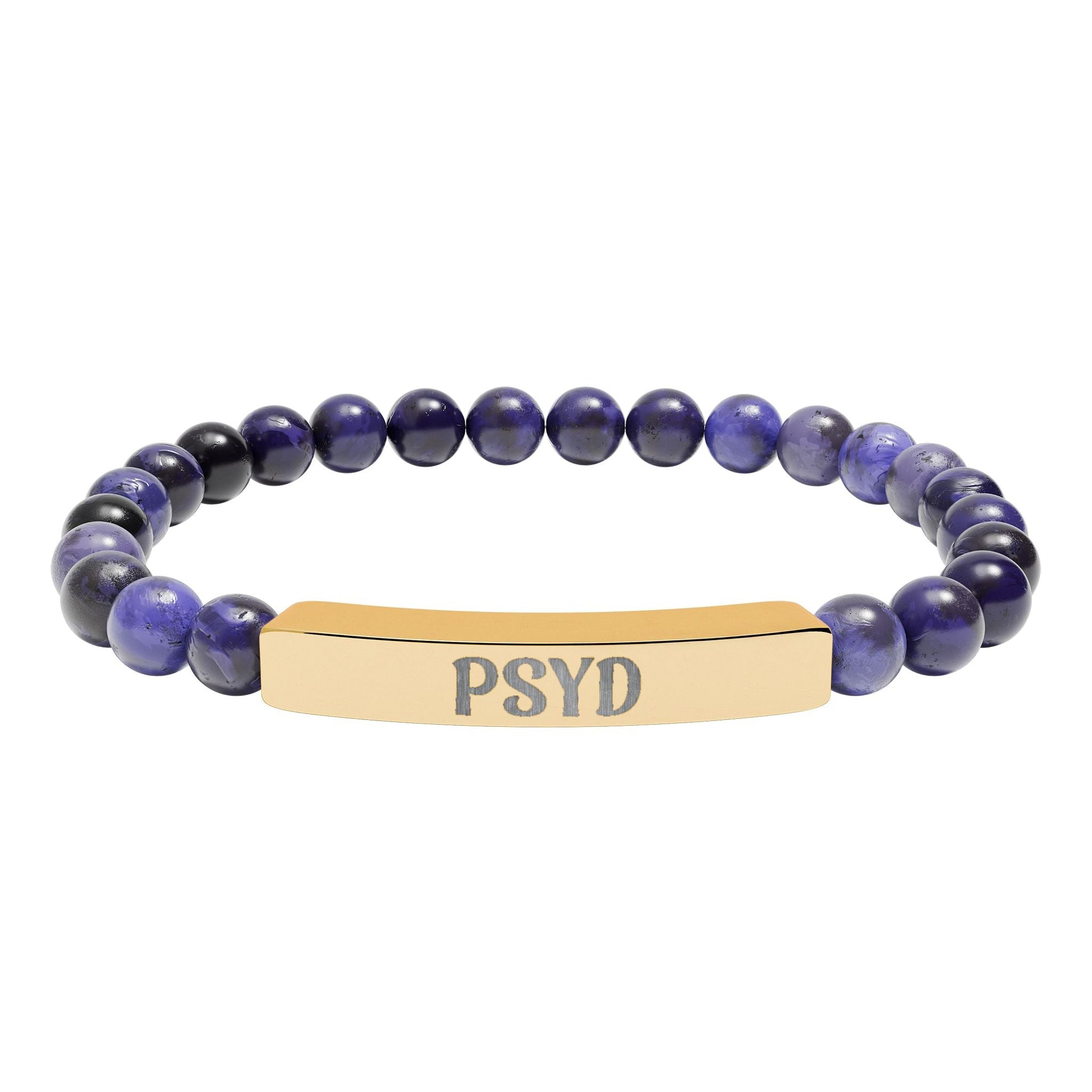 PsyD Natural Stone Engraved Bar Bracelet Printify