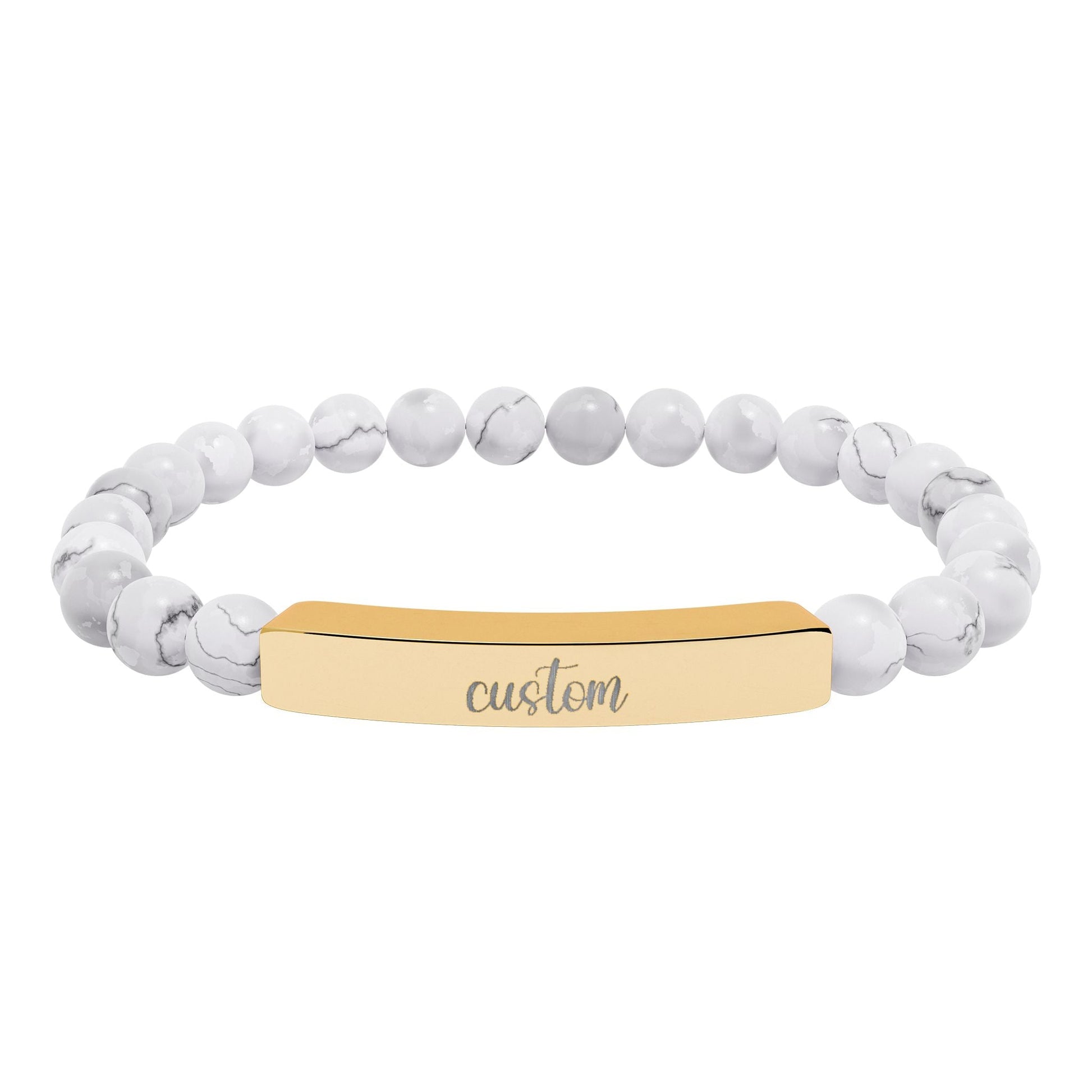 Custom Engraved Natural Stone Bar Bracelet Printify