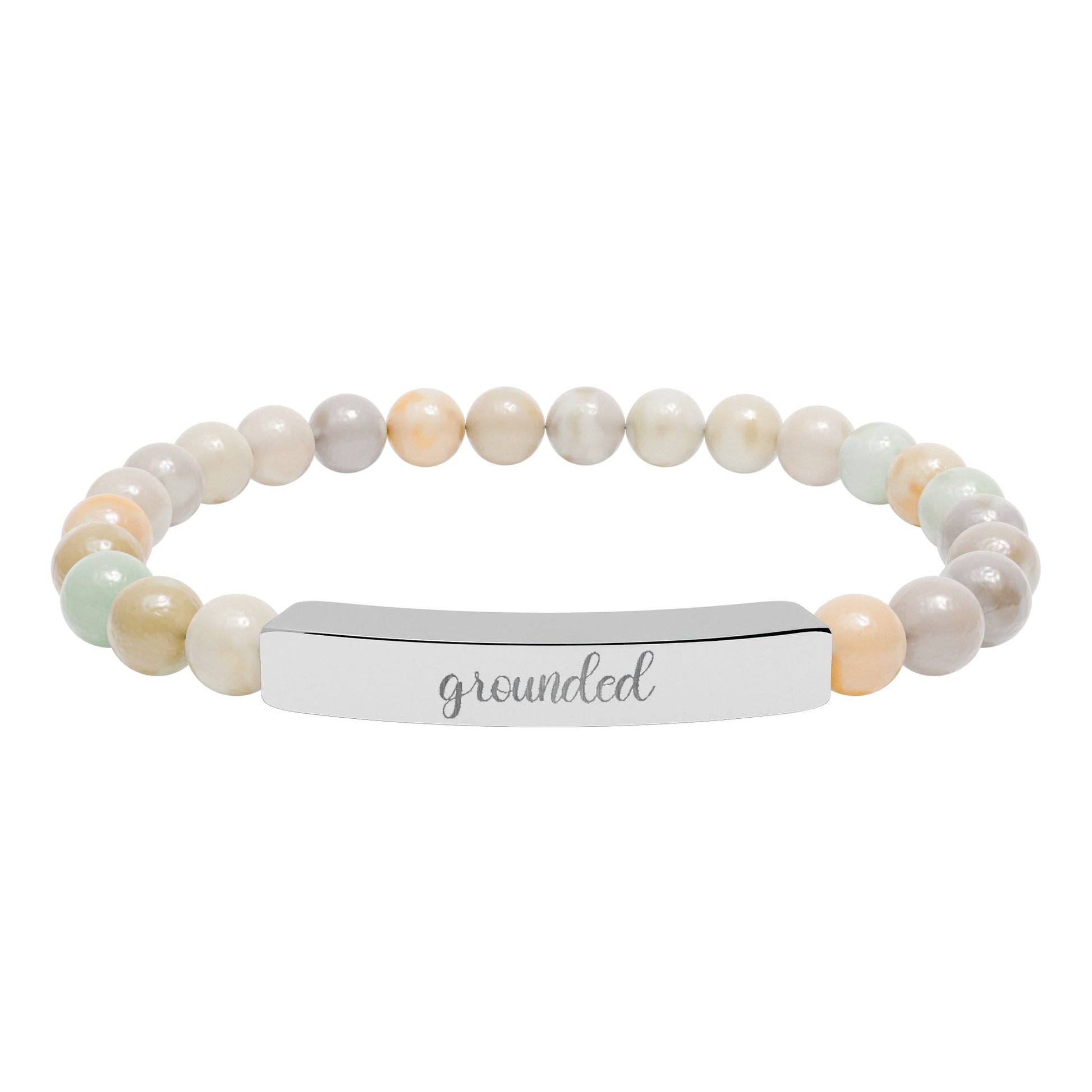 Grounded Natural Stone Engraved Bar Bracelet Printify