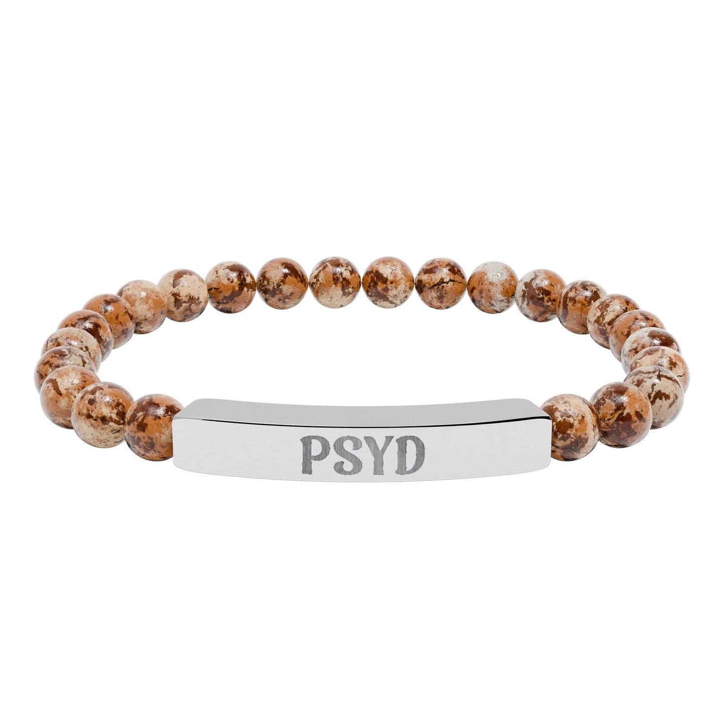 PsyD Natural Stone Engraved Bar Bracelet Printify