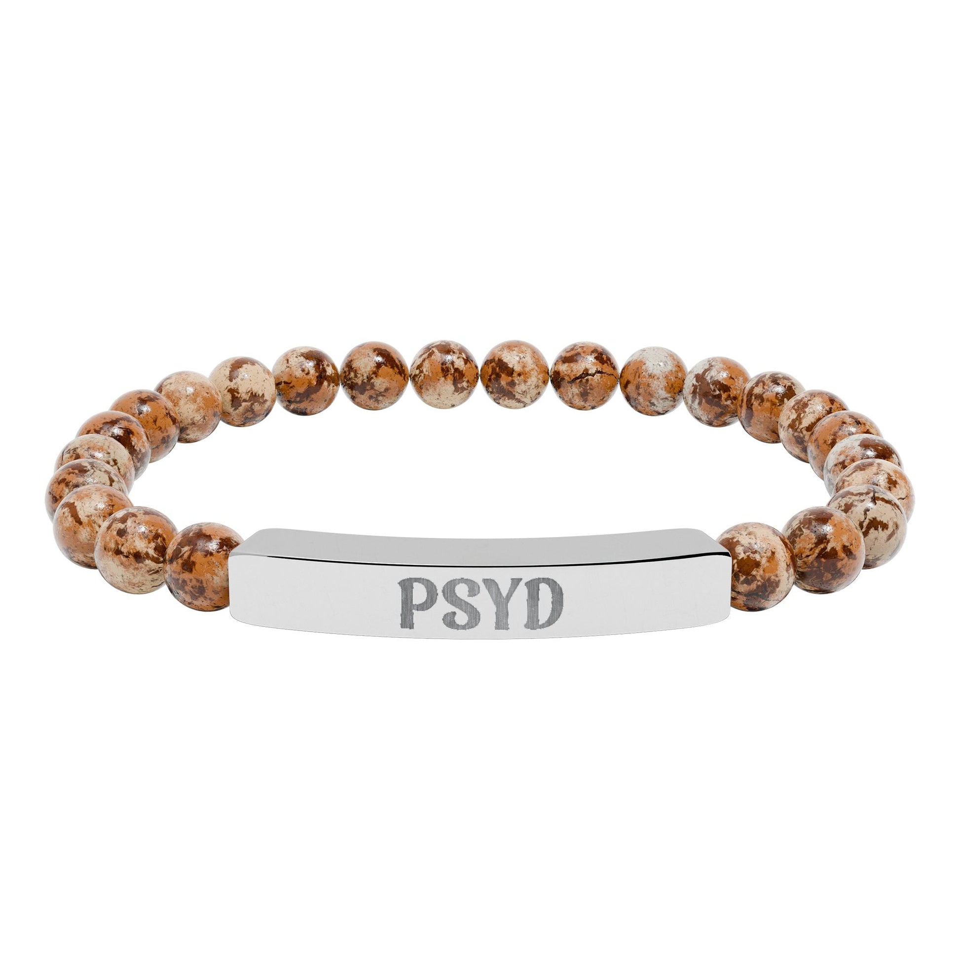 PsyD Natural Stone Engraved Bar Bracelet Printify