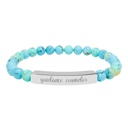 Guidance Counselor Natural Stone Engraved Bar Bracelet