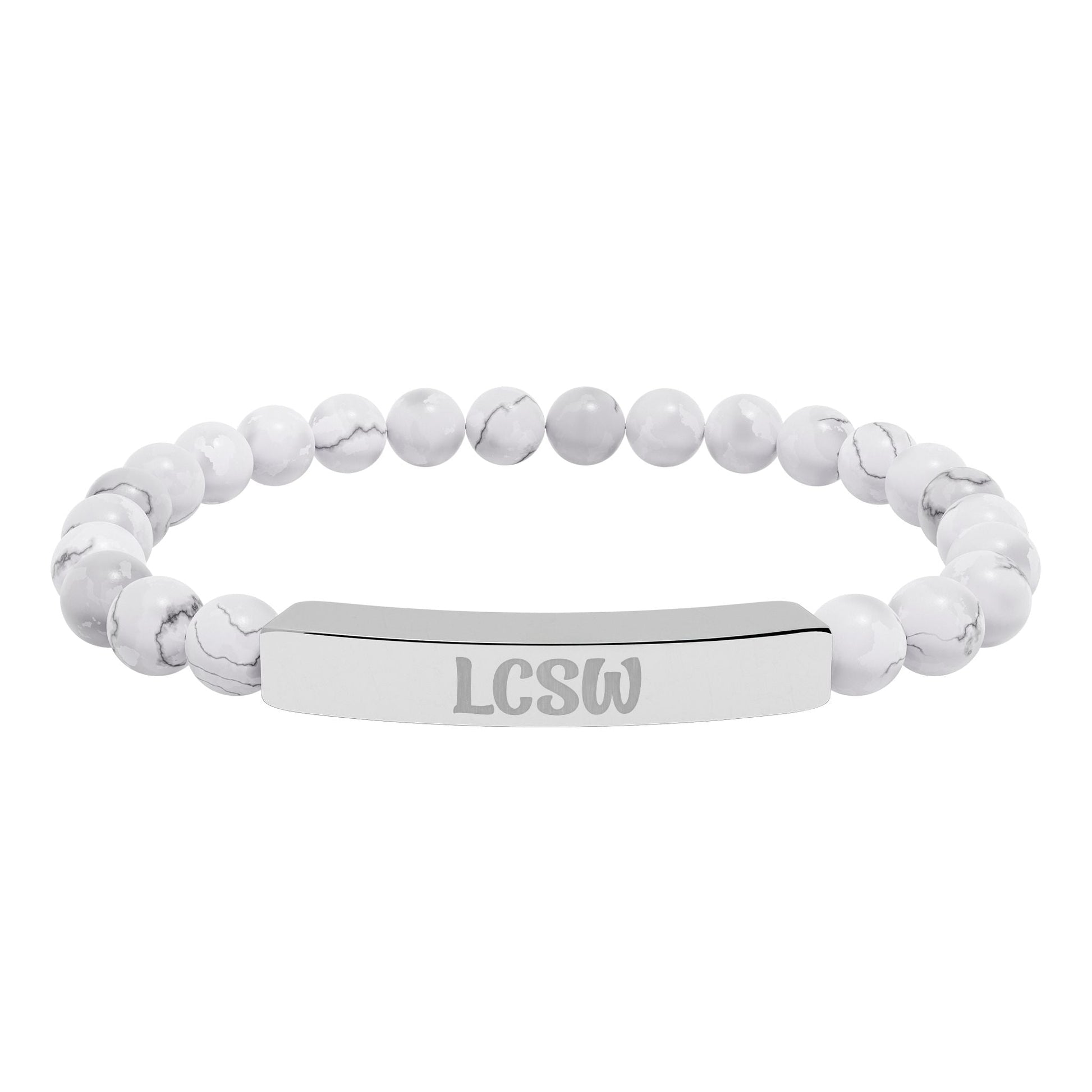 LCSW Engraved Natural Stone Bracelet Printify