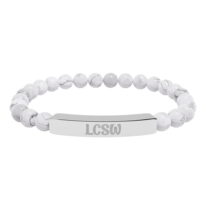 LCSW Engraved Natural Stone Bracelet