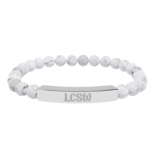 LCSW Engraved Natural Stone Bracelet Printify