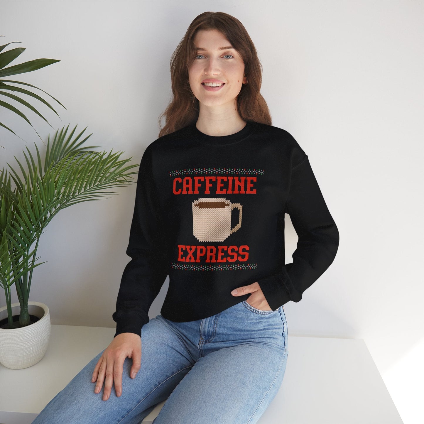 Caffeine Express - Ugly Christmas Crewneck Printify