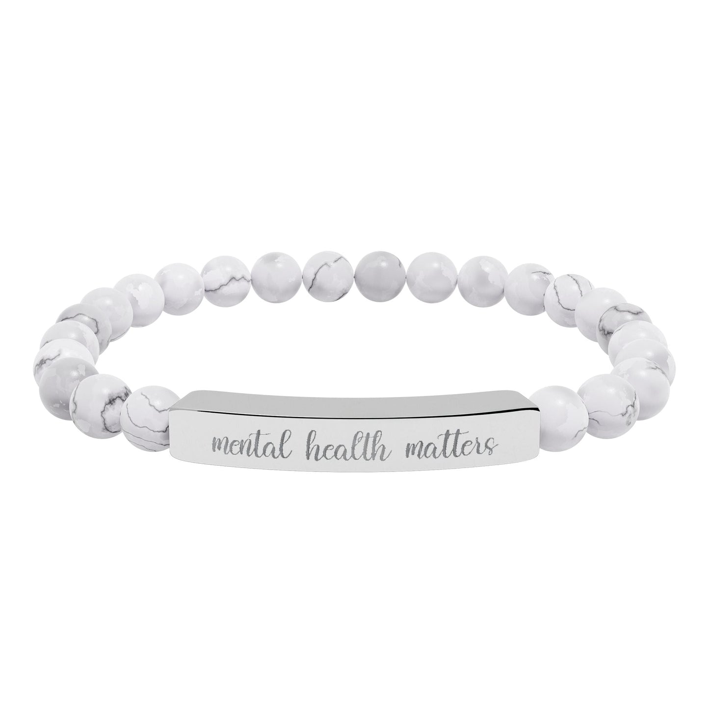 Mental Health Matters Natural Stone Engraved Bar Bracelet Printify