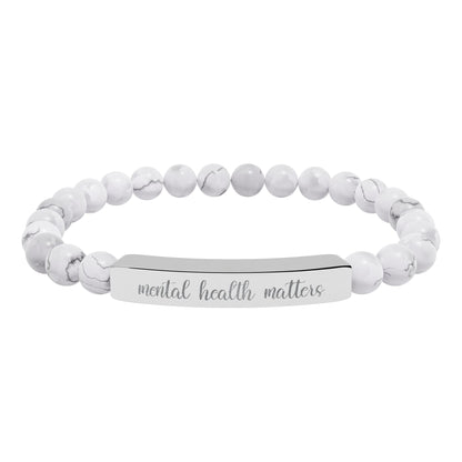 Mental Health Matters Natural Stone Engraved Bar Bracelet