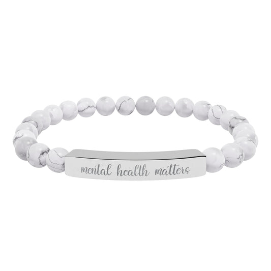 Mental Health Matters Natural Stone Engraved Bar Bracelet