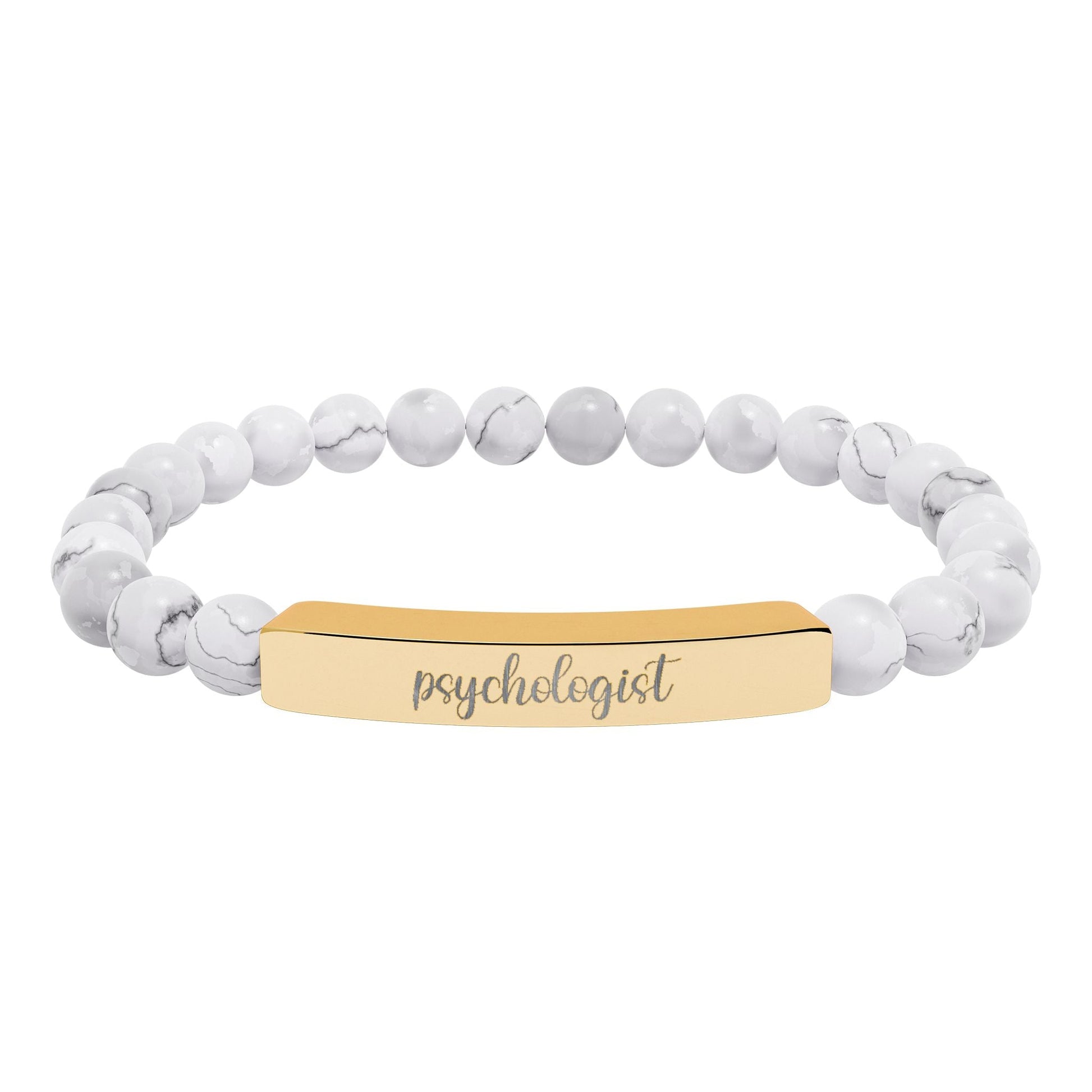 Psychologist Natural Stone Engraved Bar Bracelet Printify