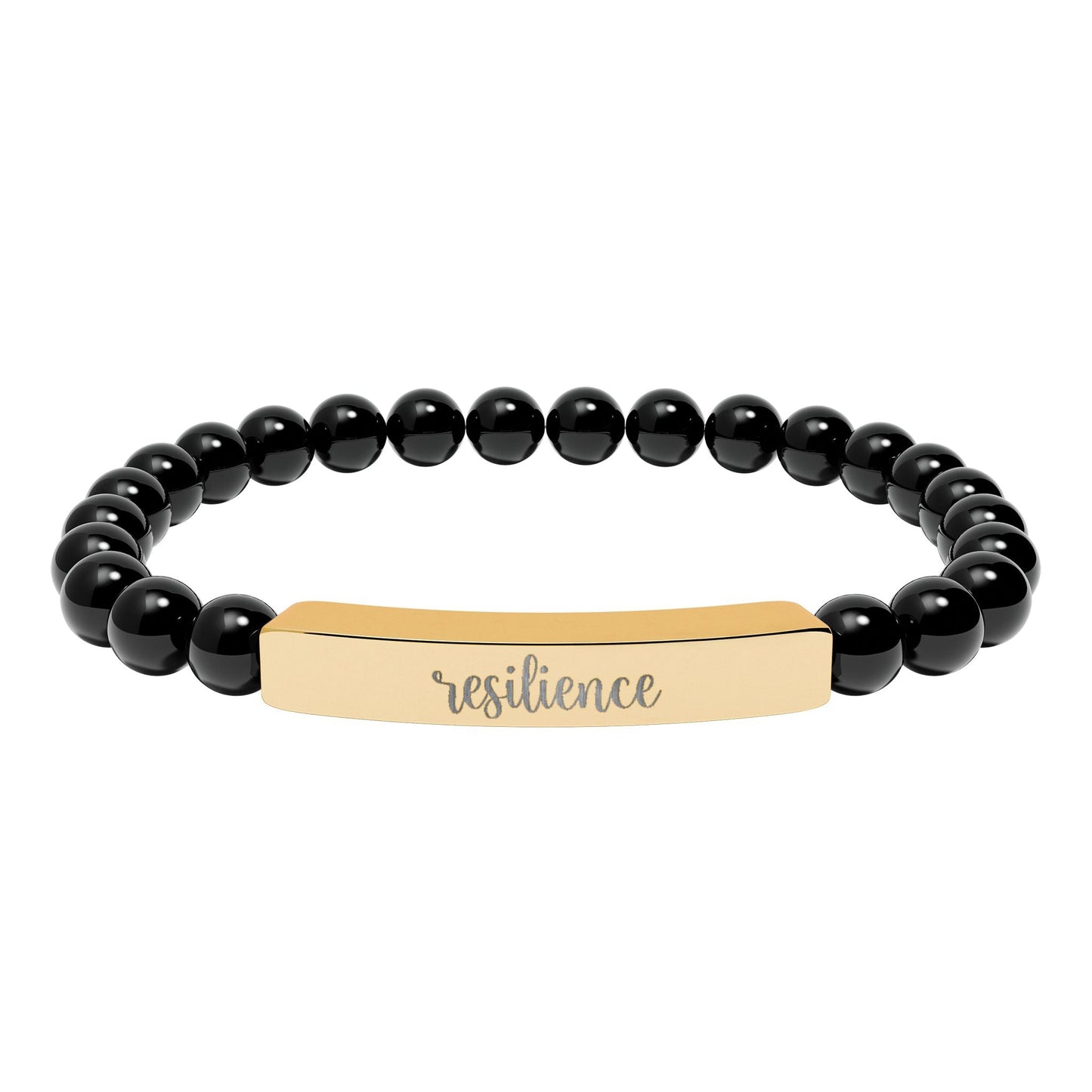 Resilience Natural Stone Engraved Bar Bracelet Printify
