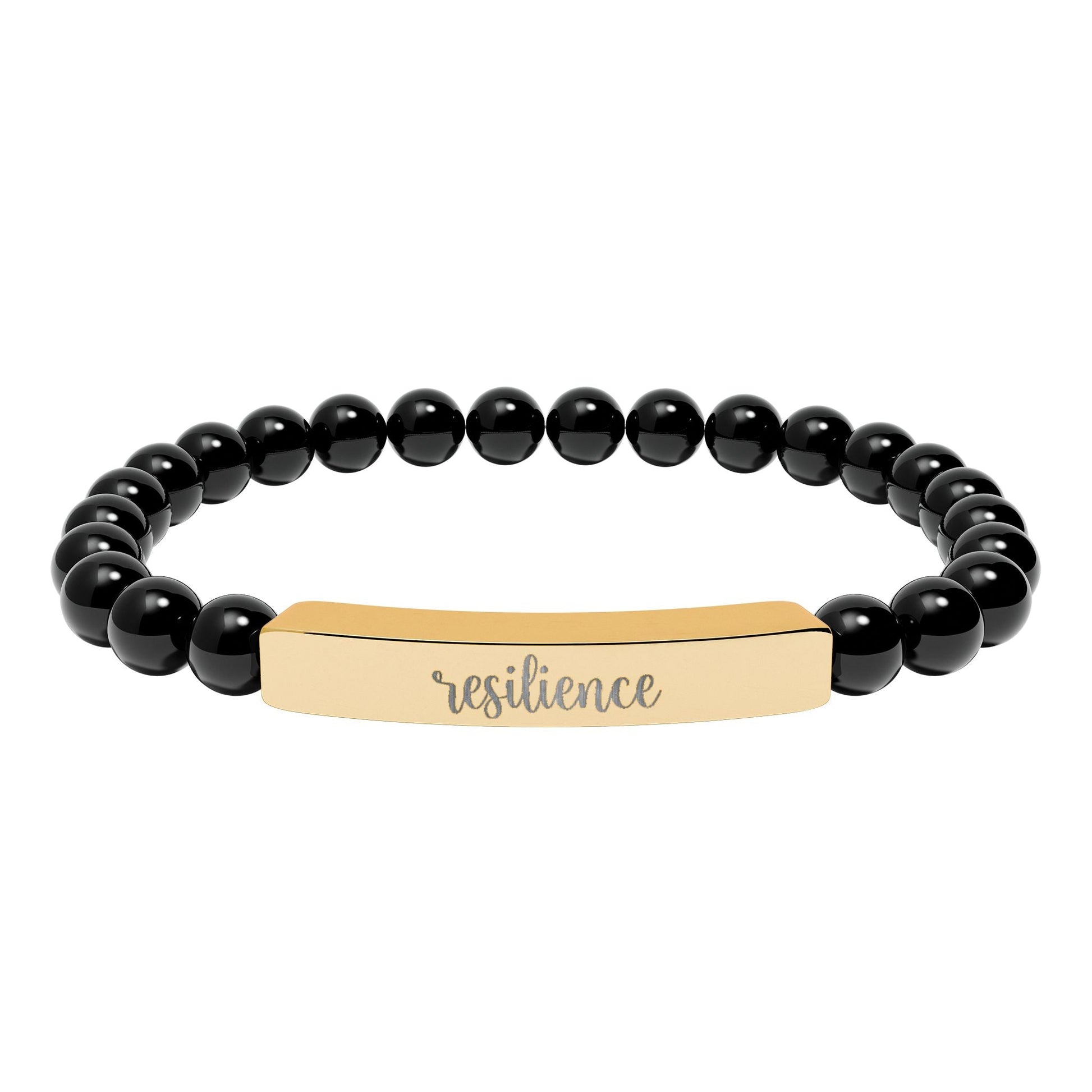 Resilience Natural Stone Engraved Bar Bracelet Printify