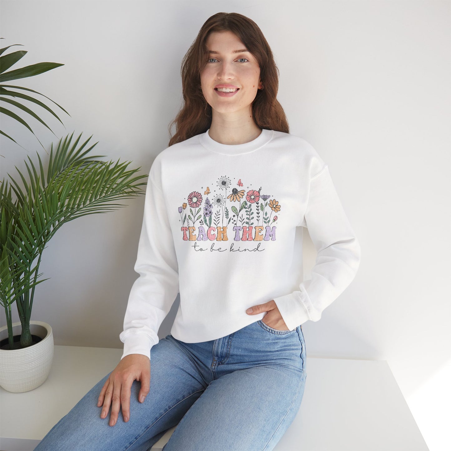 Teach Them To Be Kind Floral Crewneck