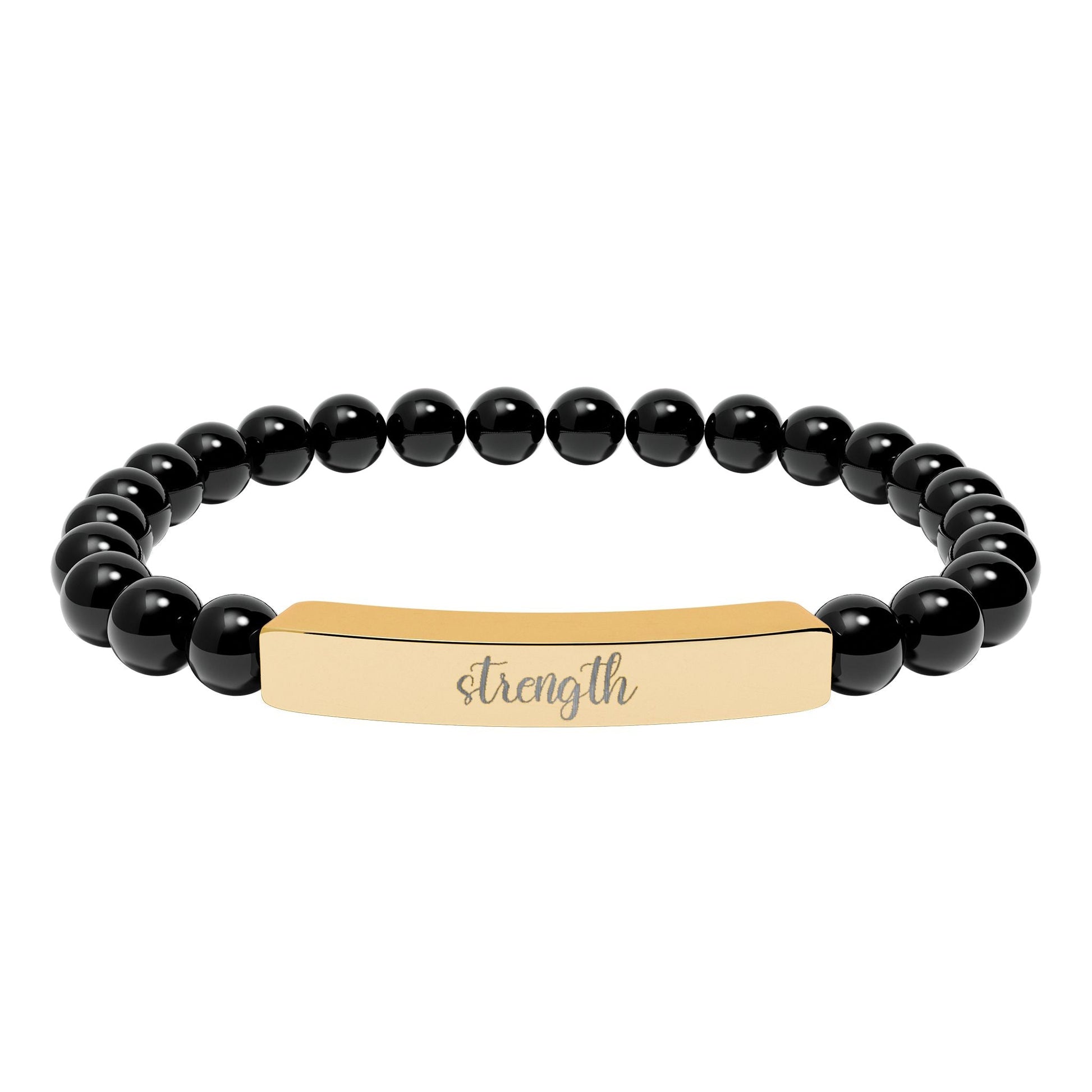 Strength Natural Stone Engraved Bar Bracelet Printify