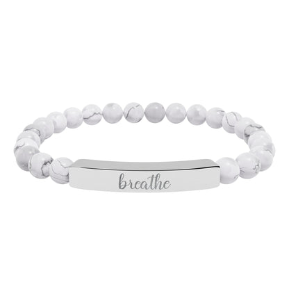 Breathe Natural Stone Engraved Bar Bracelet