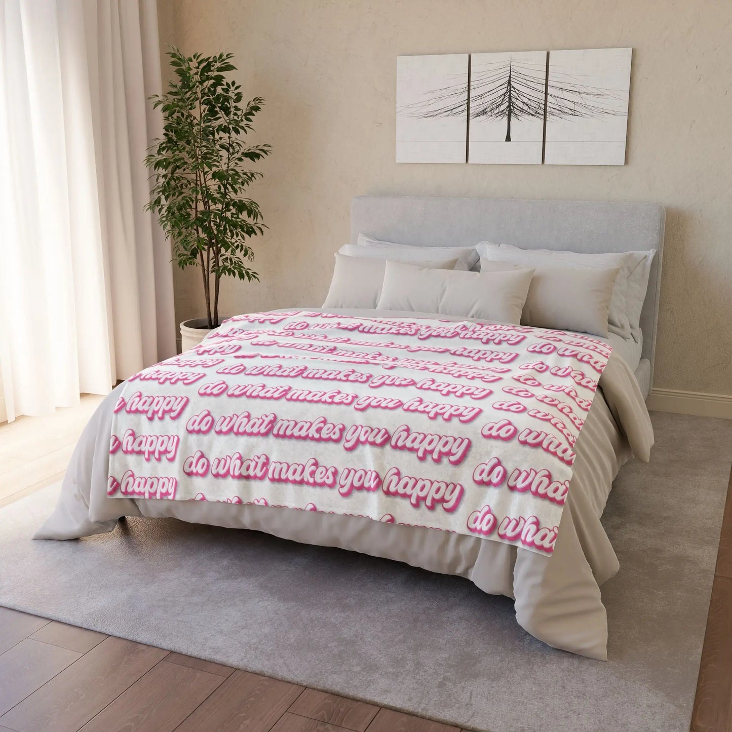 Do What Makes You Happy Soft Polyester Blanket Printify