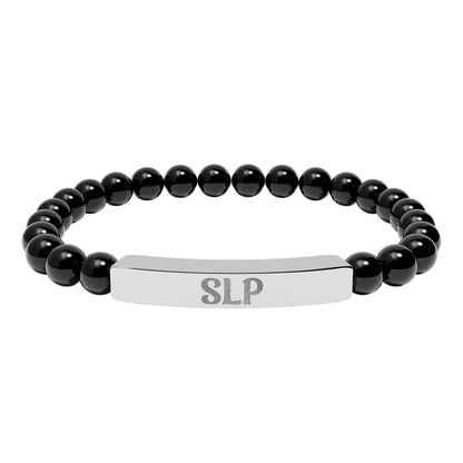 SLP Natural Stone Engraved Bar Bracelet