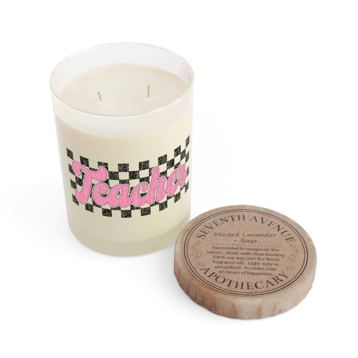 Retro Checkered Teacher Candle (11oz)