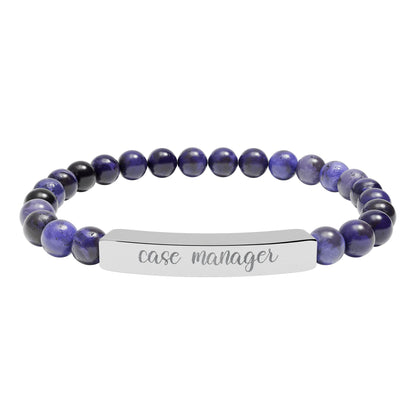 Case Manager Natural Stone Engraved Bar Bracelet