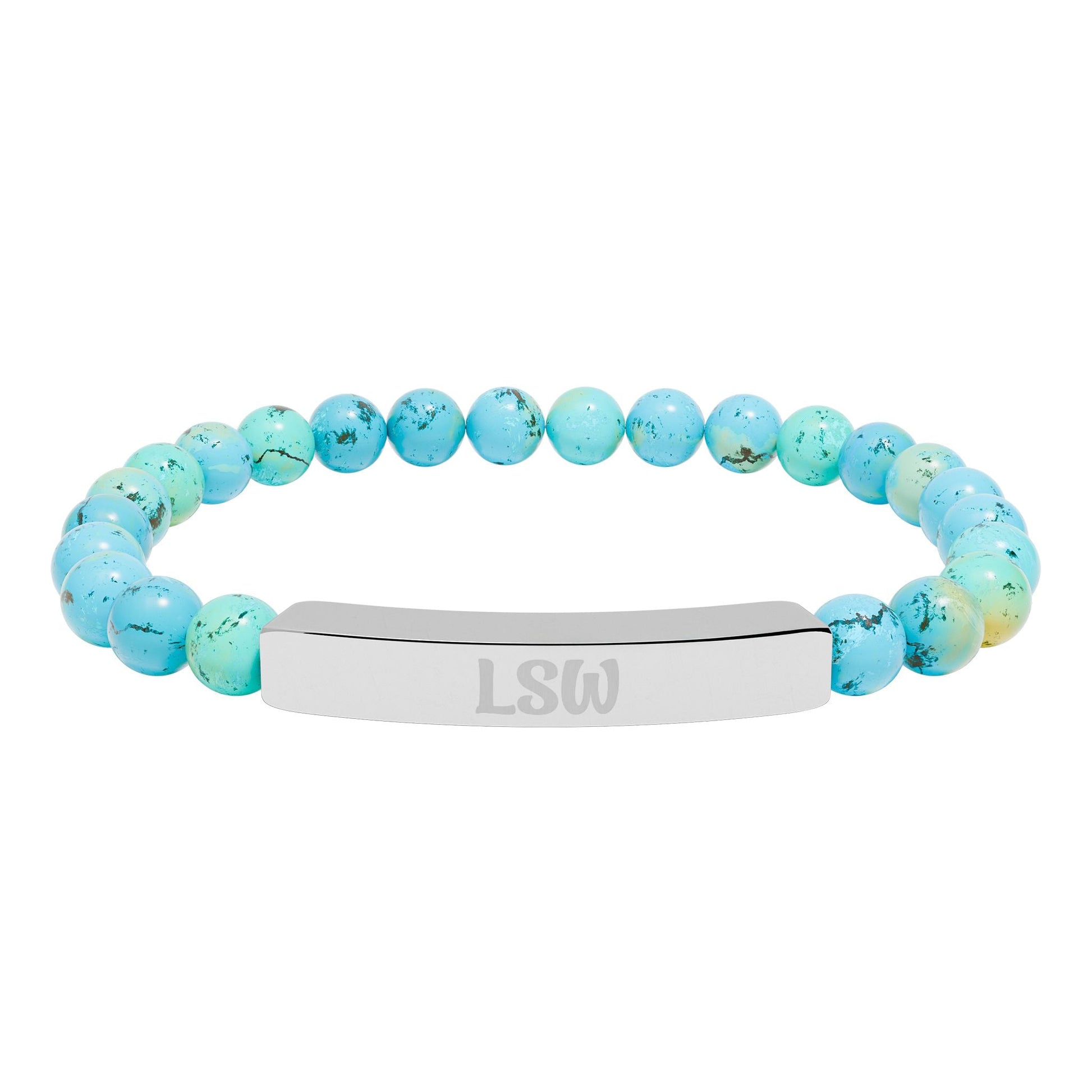 LSW Natural Stone Engraved Bar Bracelet Printify