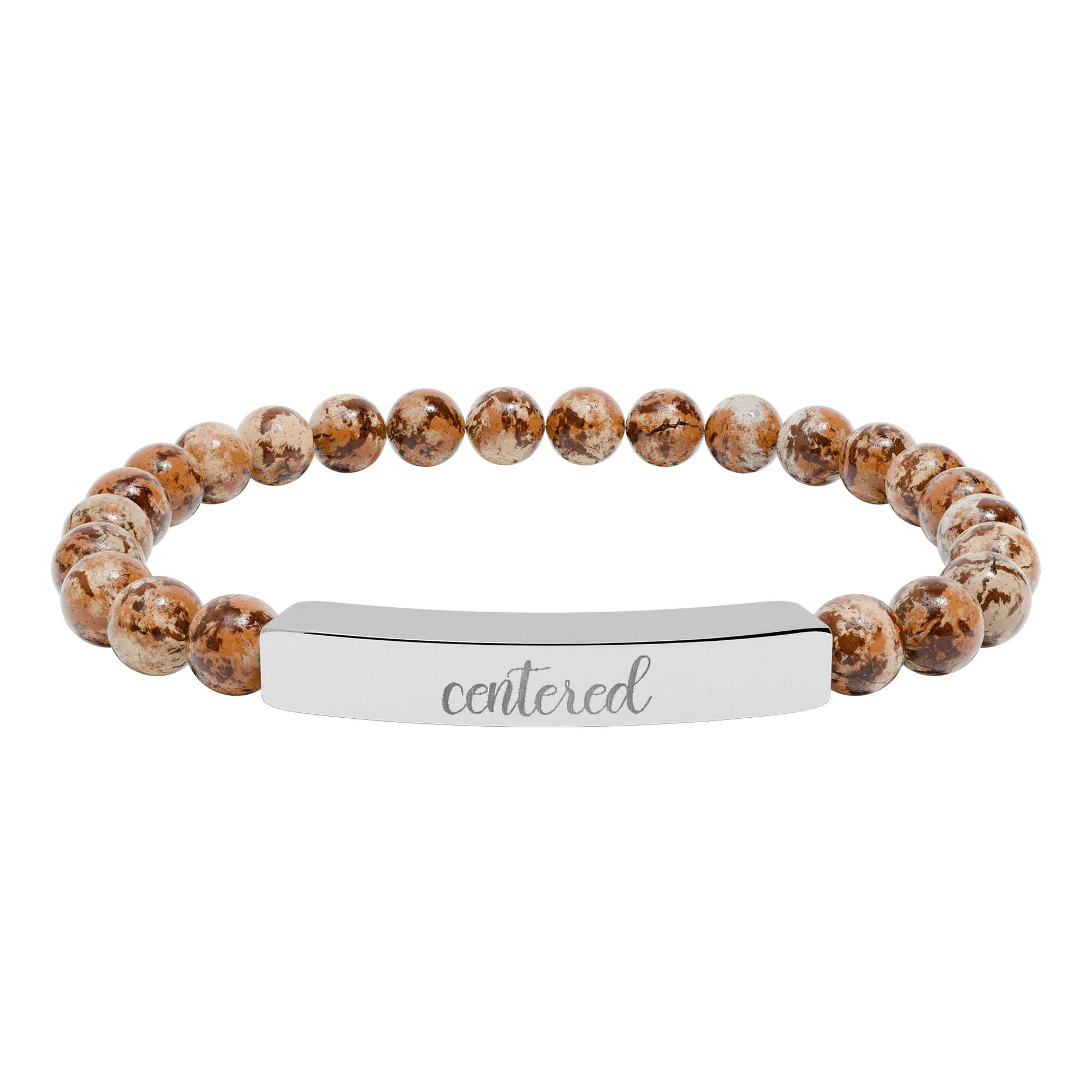 Centered Natural Stone Engraved Bar Bracelet Printify