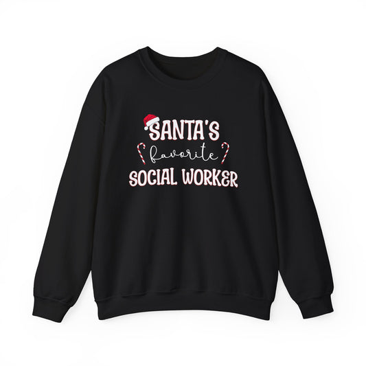 Santa's Favorite Social Worker Crewneck Printify