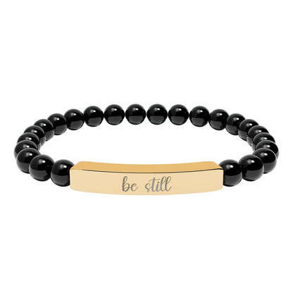 Be Still Natural Stone Engraved Bar Bracelet