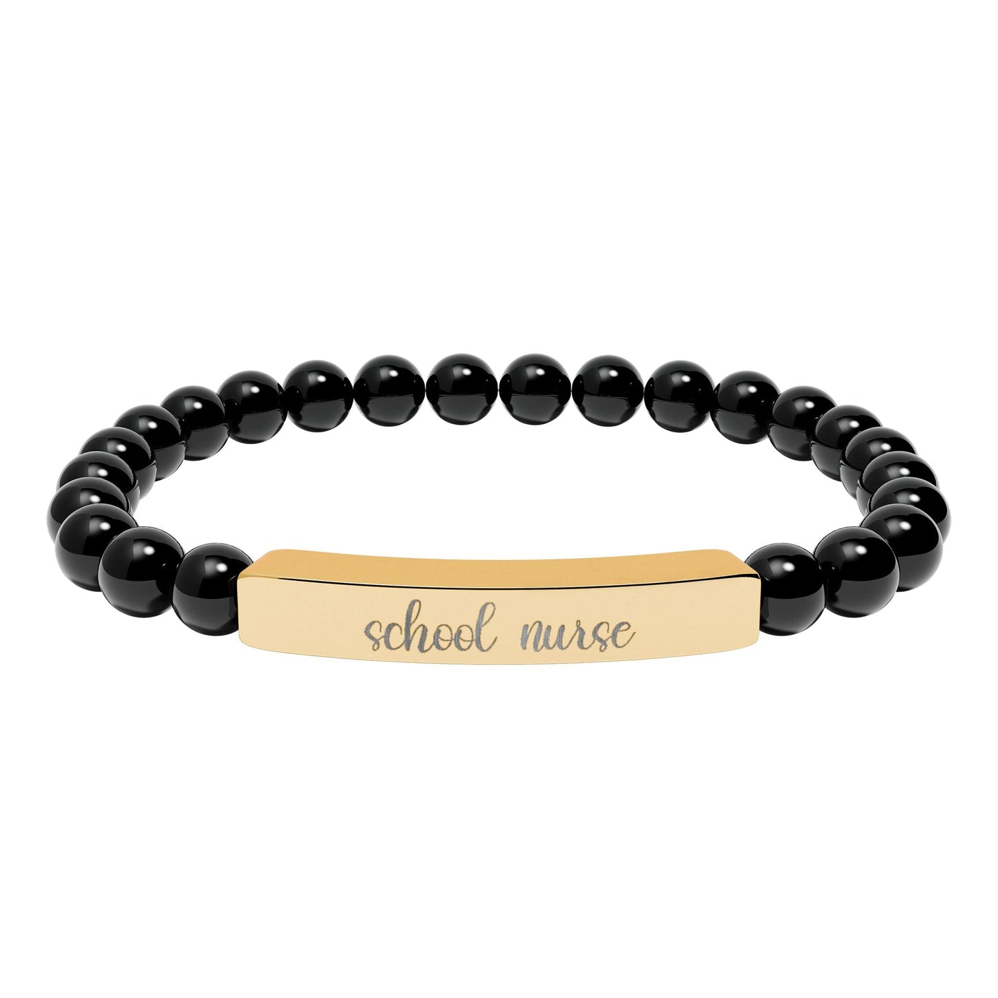 School Nurse Natural Stone Engraved Bar Bracelet Printify