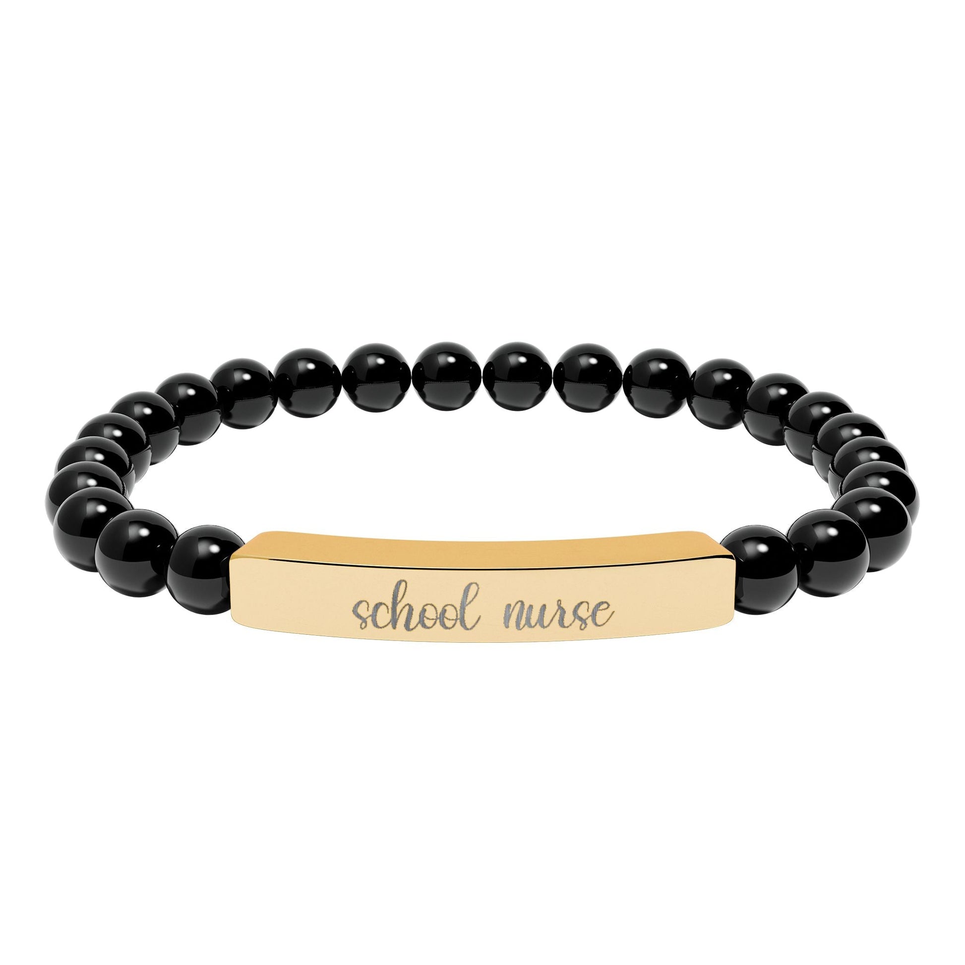 School Nurse Natural Stone Engraved Bar Bracelet Printify