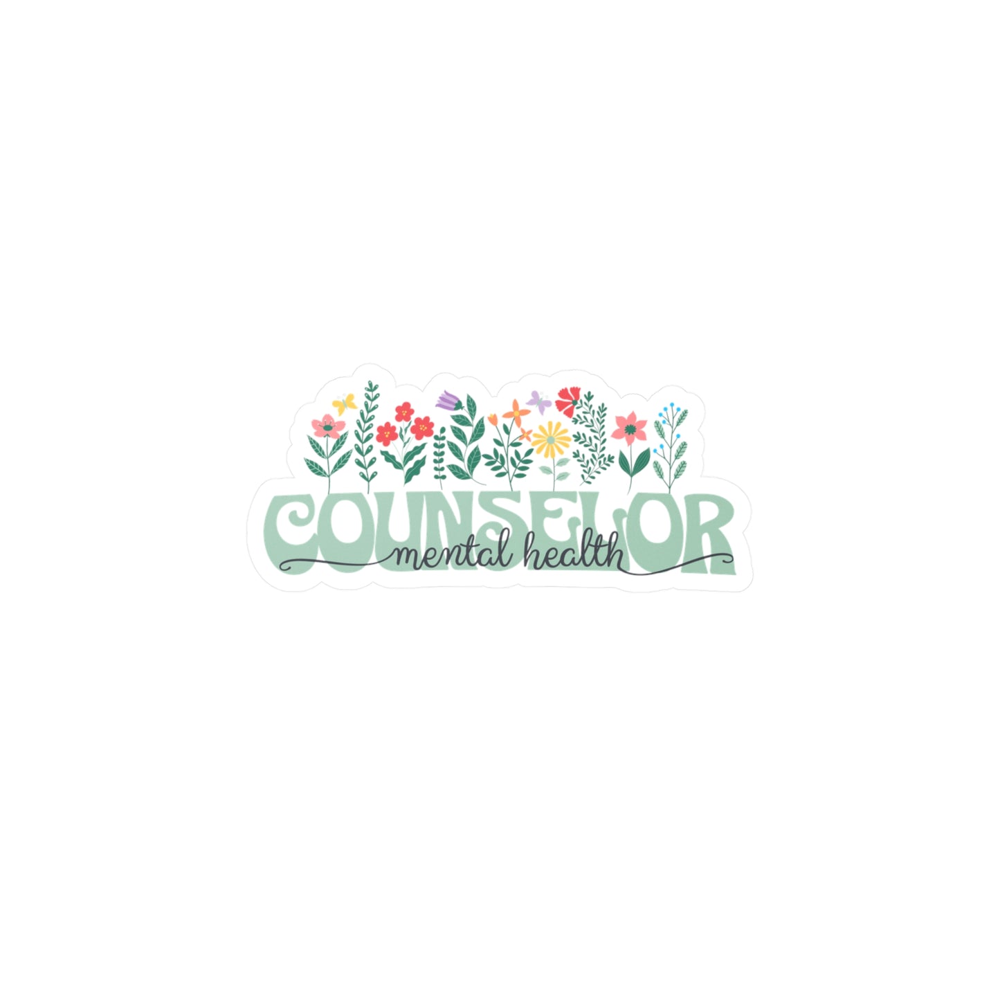 Floral Mental Health Counselor Vinyl Decal