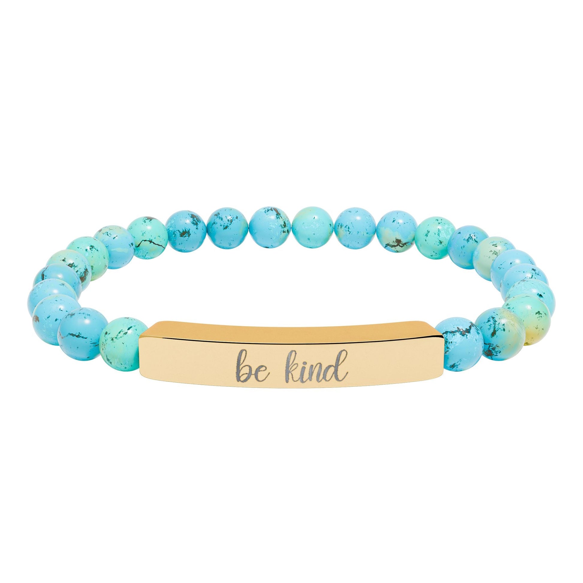 Be Kind Natural Stone Engraved Bar Bracelet Printify