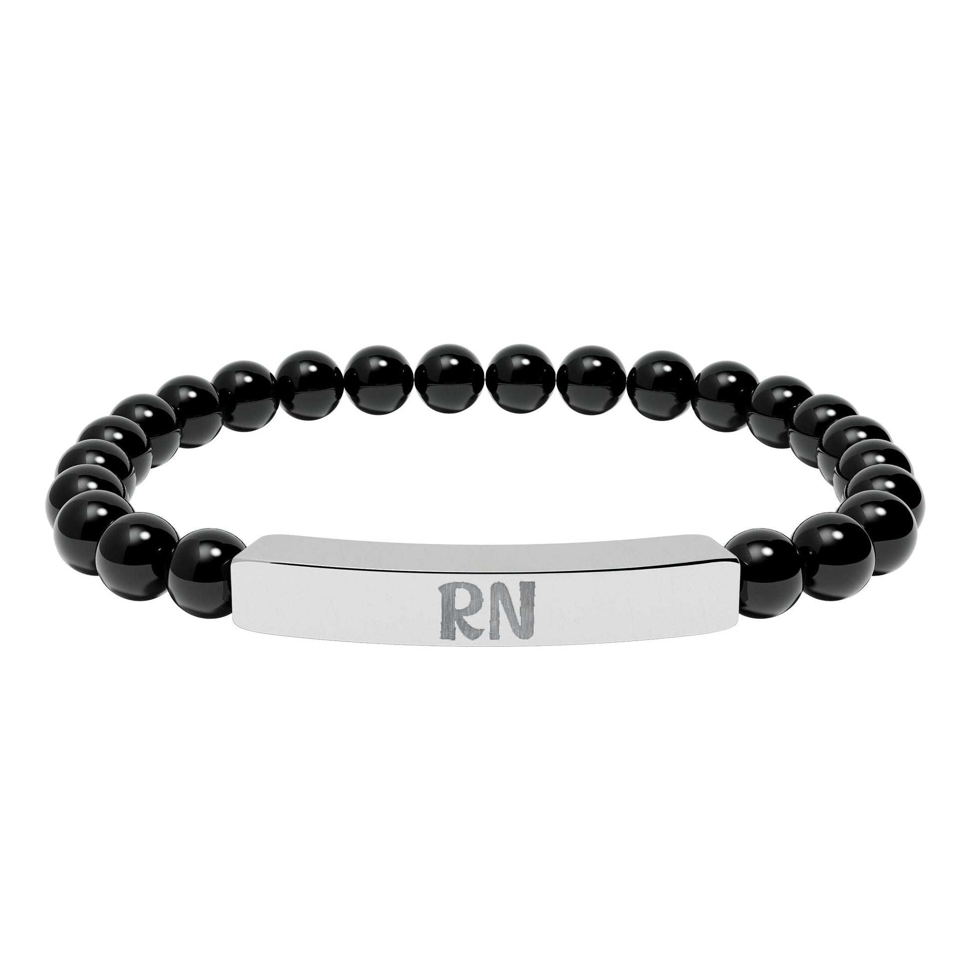 RN Natural Stone Engraved Bar Bracelet Printify