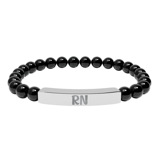 RN Natural Stone Engraved Bar Bracelet