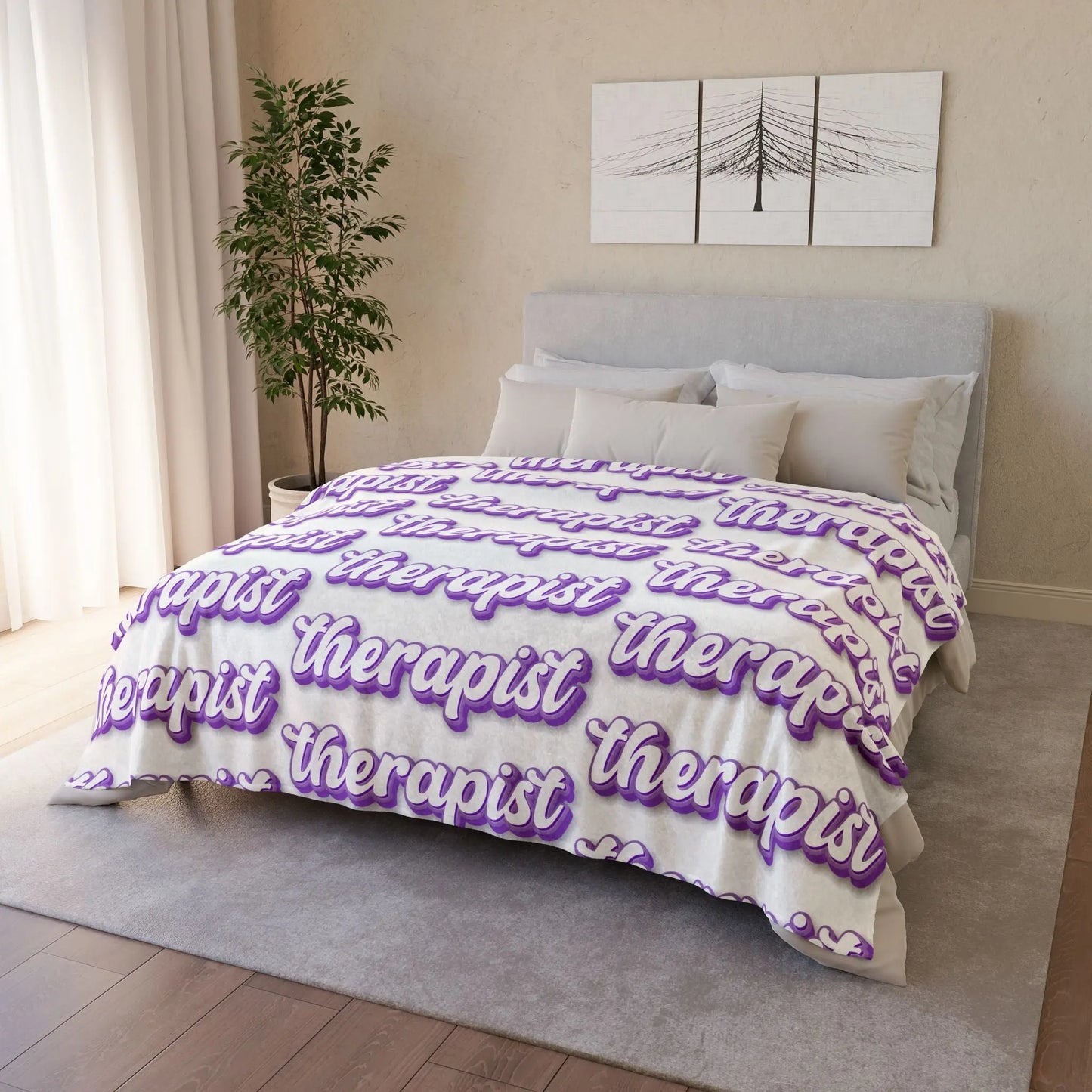 Purple Therapist Soft Polyester Blanket Printify