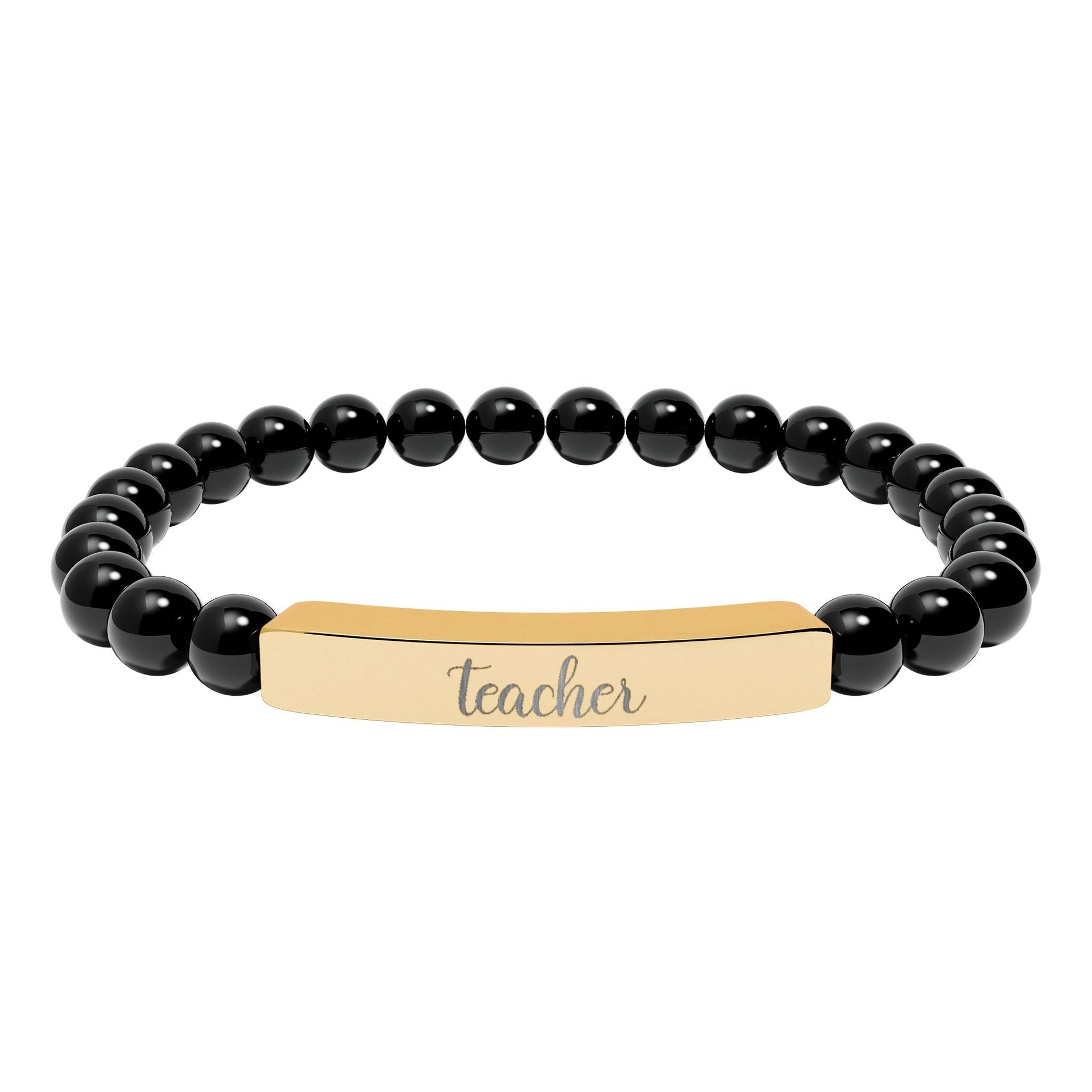 Teacher Natural Stone Engraved Bar Bracelet Printify