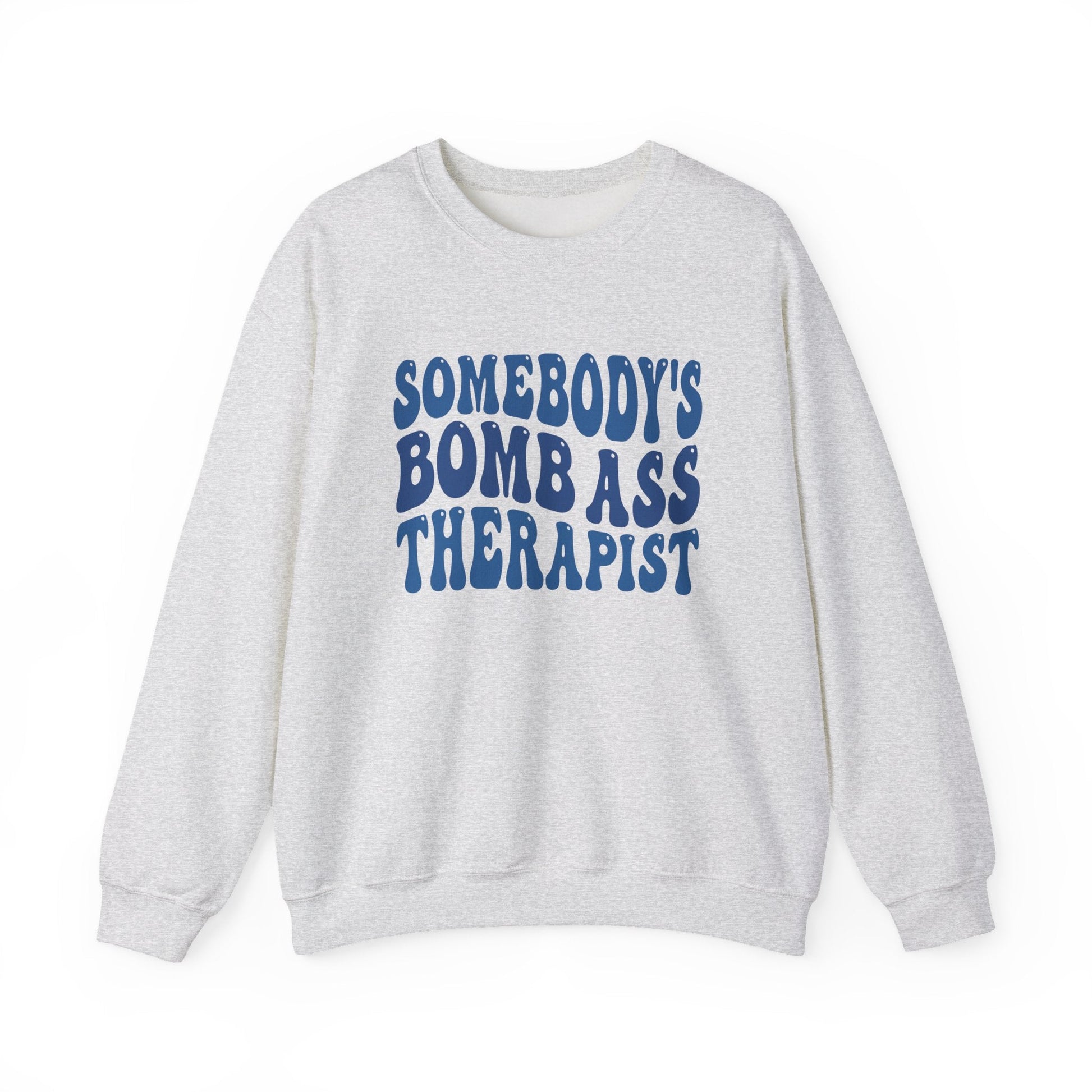 Somebody’s Bomb Ass Therapist (Blue) Crewneck Printify