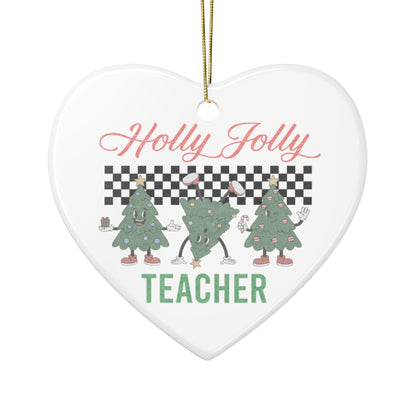 Holly Jolly Teacher Ornament Printify