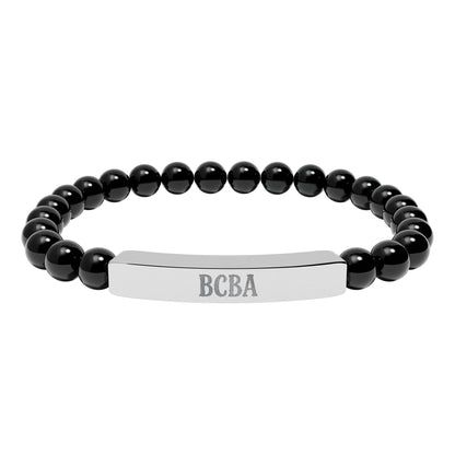 BCBA Natural Stone Engraved Bar Bracelet